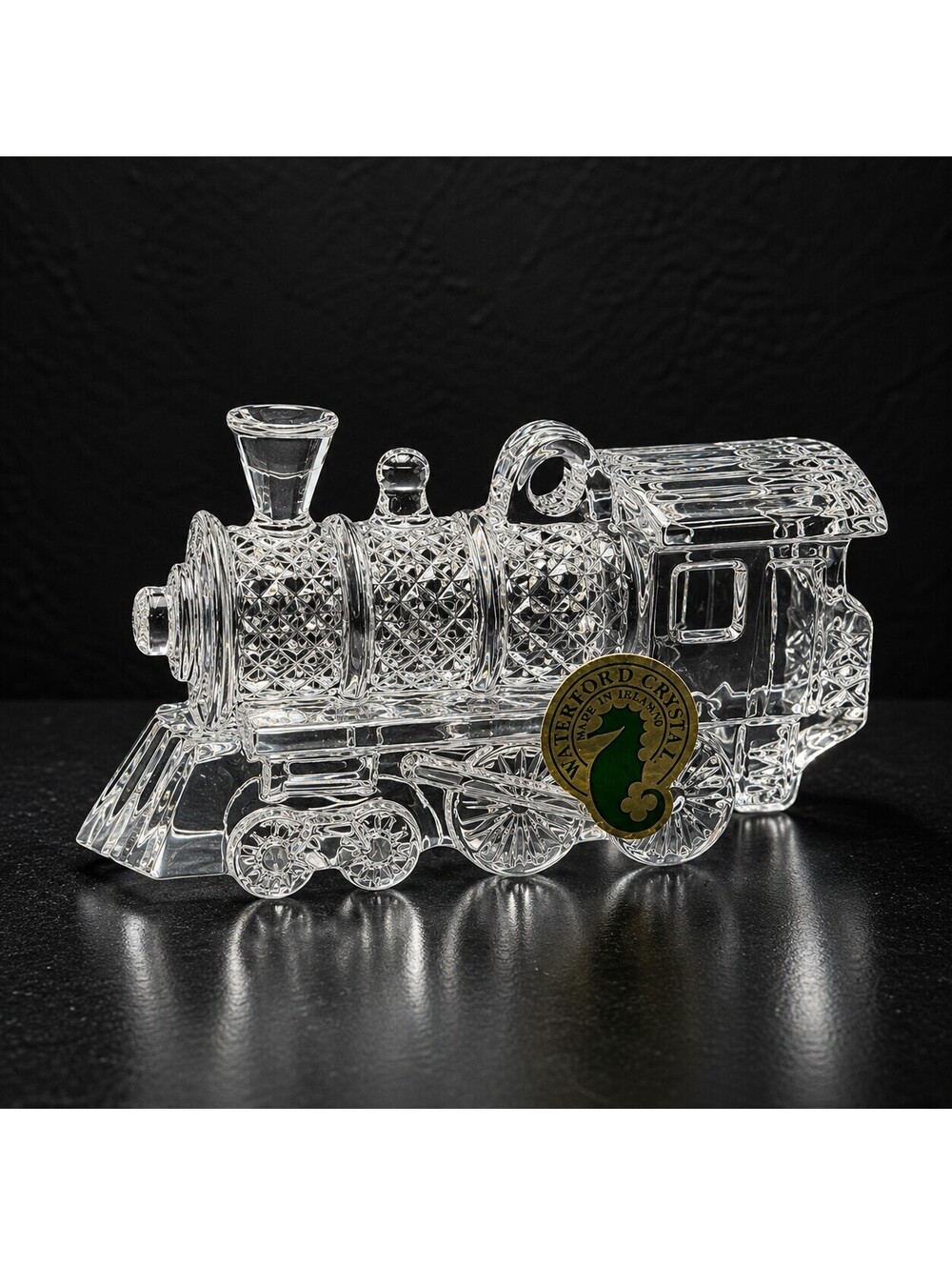 Vintage Waterford Crystal 2008 Christmas Train Engine Ornament Ireland in Box